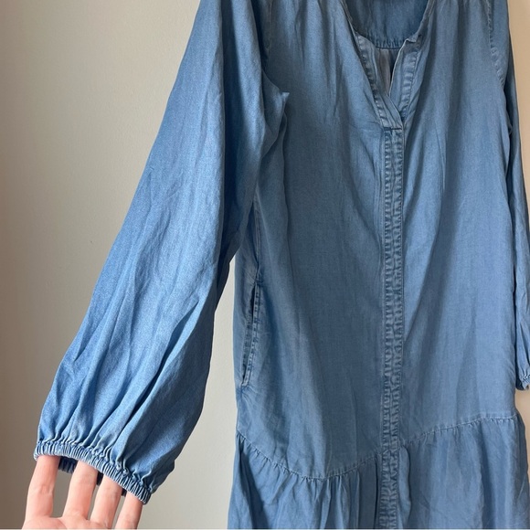 Buffalo David Bitton Blue Chambray Tunic Dress Women’s Size M Long Sleeve - Picture 3 of 10